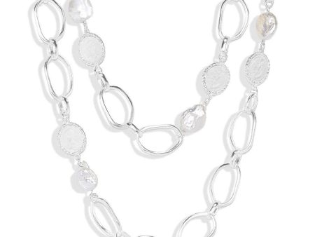 Flat pearls and coins Layered Necklace For Cheap