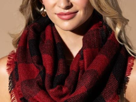 Woven Buffalo Checkered Infinity Scarf Online Sale