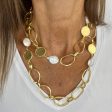 Flat pearls and coins Layered Necklace For Cheap