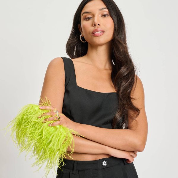 Suede Leather Bag with Feathers Discount