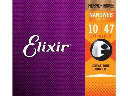 Elixir Nanoweb Phosphor Bronze Acoustic Guiar Strings Hot on Sale