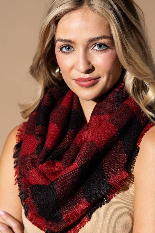 Woven Buffalo Checkered Infinity Scarf Online Sale