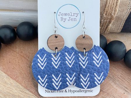 Denim Earring w white Chevron Hot on Sale