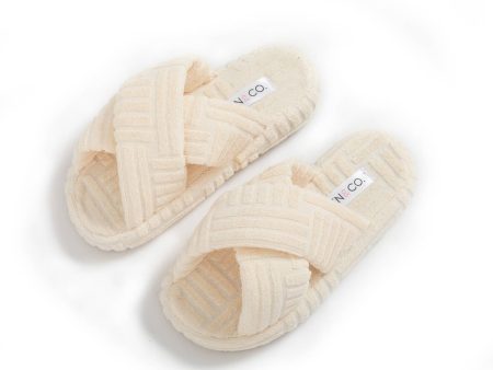 Cream Textured Slippers Online