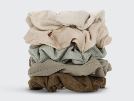 Assorted Textured Scrunchies 5pc Set - Eucalyptus Online