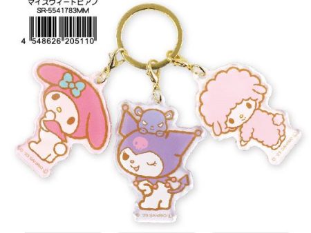 Sanrio: Kuromi, My Melody, & My Sweet Piano 3 Charm Acrylic Key Chain Hot on Sale