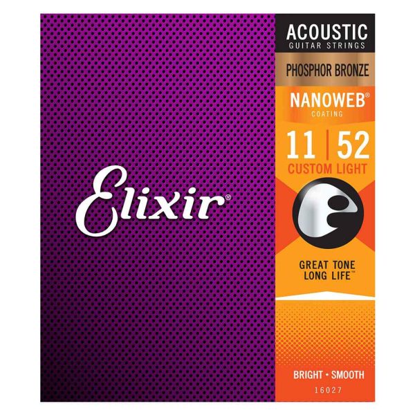 Elixir Nanoweb Phosphor Bronze Acoustic Guiar Strings Hot on Sale