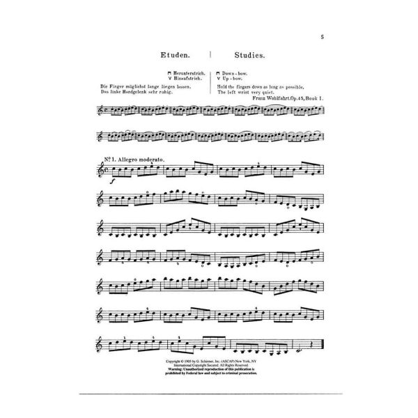 Wohlfahrt Op.45 Sixty Complete Studies for Violin For Cheap