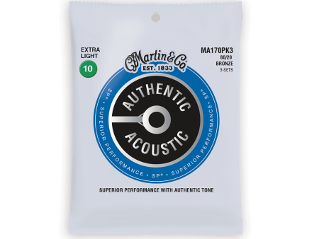 Martin Acoustic Guitar Strings: MA170 Extra Light Bronze 10-47 3 Pack For Cheap